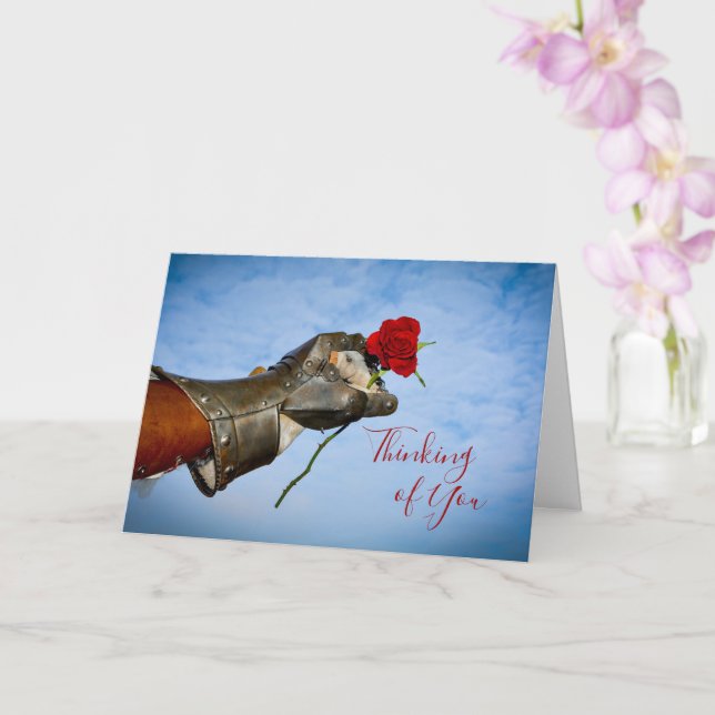 Tarjeta Caballero con corazón - Pensando en Ti (Orquídea)