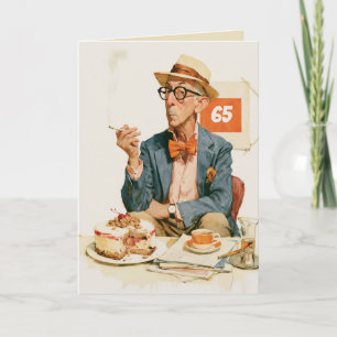 Tarjeta Caballero Elegante Con Café y Tarta