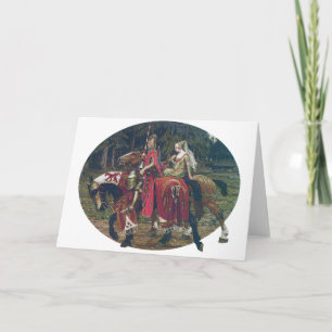 Tarjeta Caballero Mucha dama pintando caballos románticos