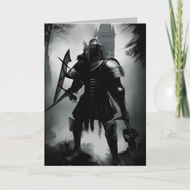 Tarjeta Caballero oscuro medieval (Anverso)