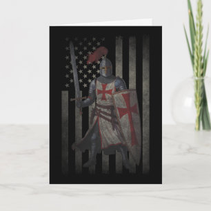 Tarjeta Caballero Templario Cruzado Bandera Americana 4 De