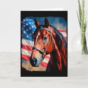 Tarjeta Caballo 4 de julio Caballo patriótico Bandera amer