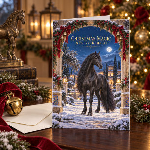 Tarjeta Caballo Andaluz Negro Navidad