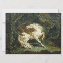 Caballo atacado por un león