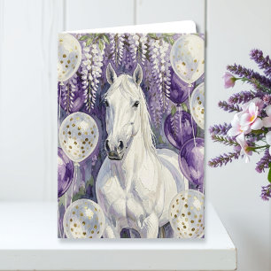Tarjeta Caballo Blanco Caprichoso Bajo Cumpleaños de Wiste