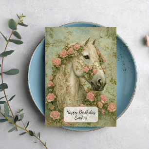 Tarjeta Caballo Blanco con Rosas