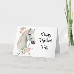 Tarjeta Caballo Blanco Elegante Boho Floral - Día de la Ma