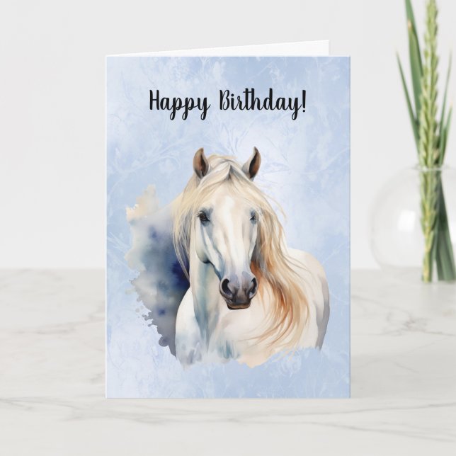 Tarjeta Caballo Blanco Feliz cumpleaños (Anverso)