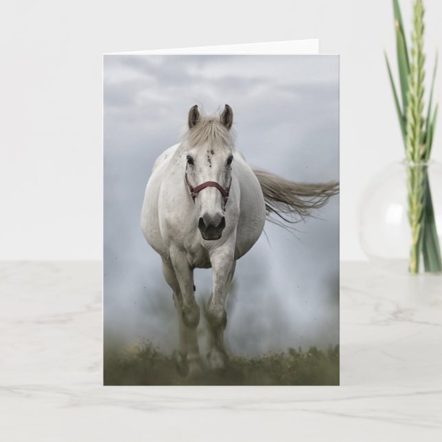 Tarjeta Caballo blanco galopante (Anverso)