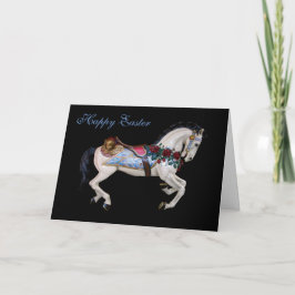 Tarjeta Caballo blanco hermoso Pascua feliz del carrusel