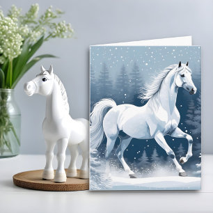 Tarjeta Caballo Blanco Mágico de Invierno