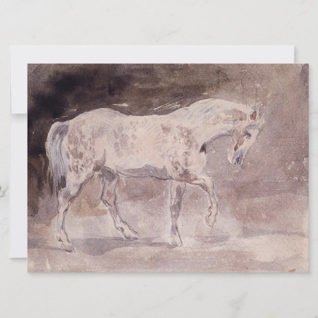 Tarjeta Caballo blanco (por Eugene Delacroix) (Anverso)