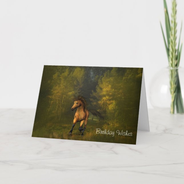 Tarjeta Caballo Buckskin en la carta de cumpleaños del bos (Anverso)