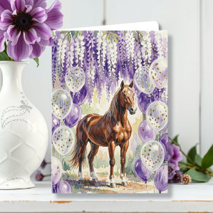 Tarjeta Caballo Caprichoso Bajo Wisteria Cumpleaños