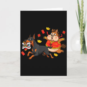 Tarjeta Caballo Chino Doberman Pinscher Hombres Mujeres Fe