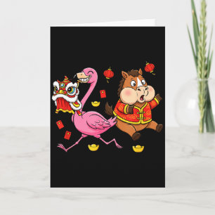 Tarjeta Caballo Chino Flamingo Divertido Niños Hombres Muj
