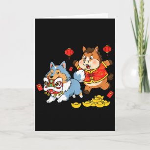 Tarjeta Caballo Chino Shetland Sheepdog Hombres Mujeres Fe