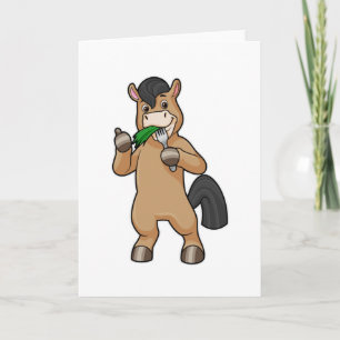 Tarjeta Caballo comiendo vegano