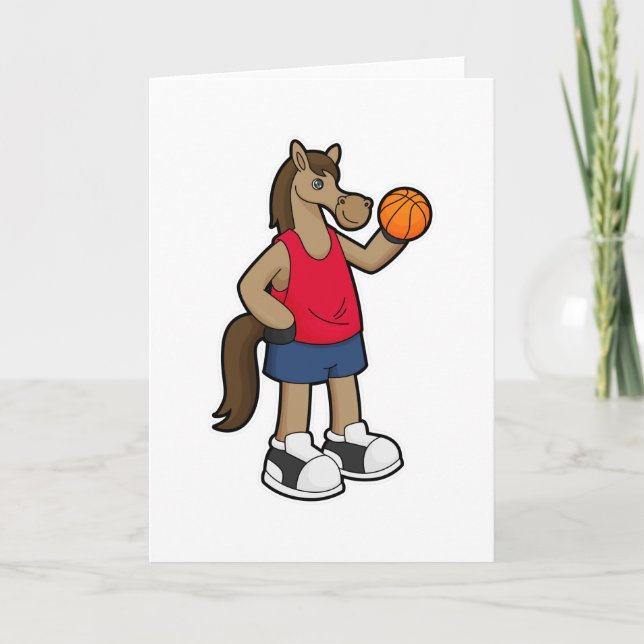 Tarjeta Caballo como jugador de baloncesto con baloncesto (Anverso)