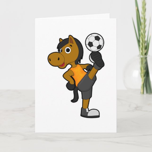 Tarjeta Caballo como jugador de fútbol con balón de fútbol (Anverso)