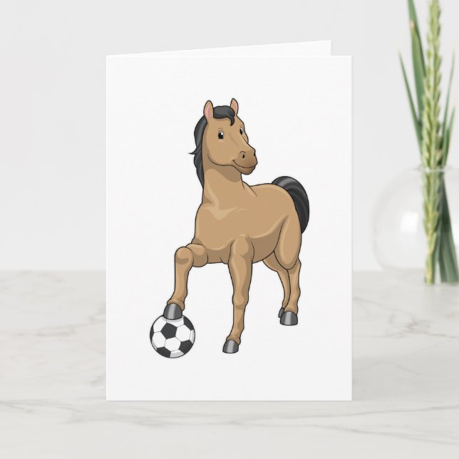 Tarjeta Caballo como jugador de fútbol con fútbol (Anverso)
