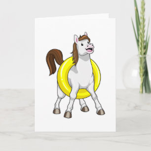Tarjeta Caballo como nadador con salvavidas