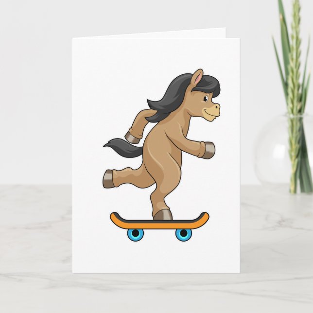 Tarjeta Caballo como patinador con monopatín (Anverso)