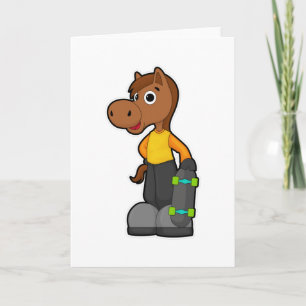 Tarjeta Caballo como patinador con monopatín
