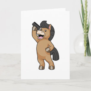 Tarjeta Caballo como peluquero con peine