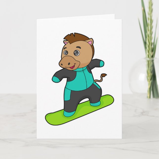 Tarjeta Caballo como Snowboarder con Snowboard (Anverso)