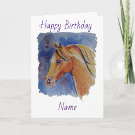 Tarjeta Caballo con cumpleaños azul