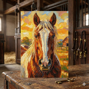 Tarjeta Caballo con empaste y poema de cumpleaños