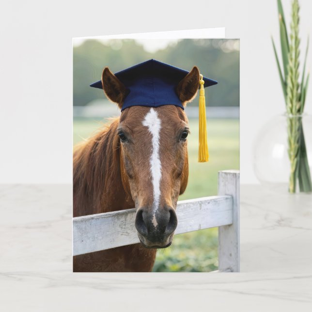 Tarjeta Caballo con gorra de graduación (Anverso)