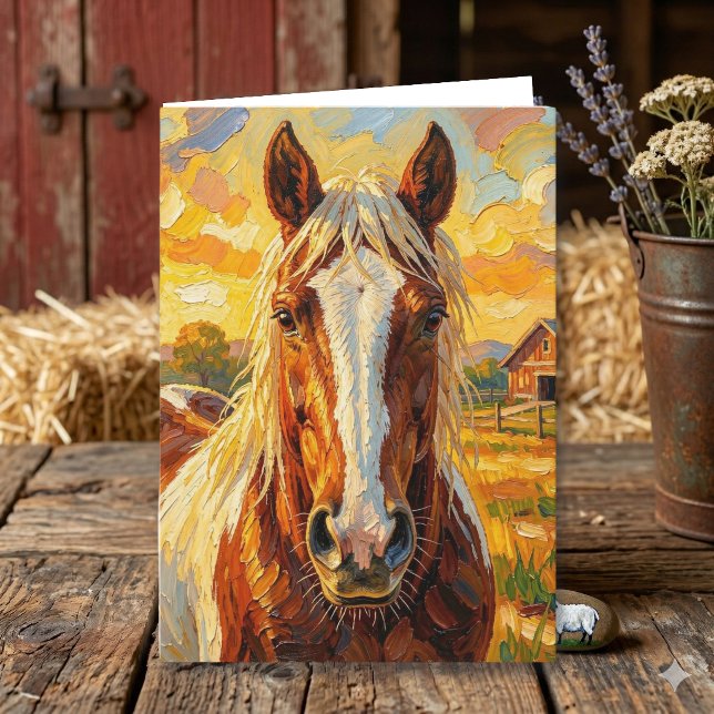 Tarjeta Caballo con impasto en una granja   (Subido por el creador)
