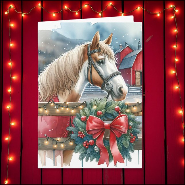 Tarjeta Caballo con Navidades de una granja (Subido por el creador)