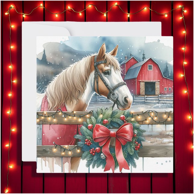 Tarjeta Caballo con Navidades de una granja (Subido por el creador)