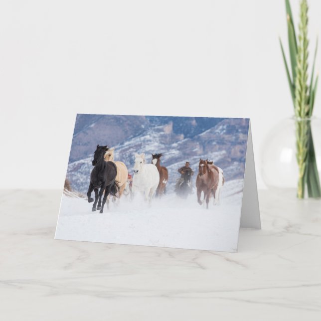 Tarjeta Caballo corriendo a través de la nieve (Anverso)