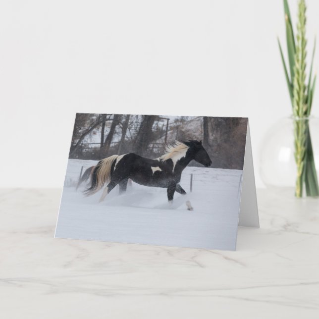 Tarjeta Caballo corriendo por la nieve (Anverso)