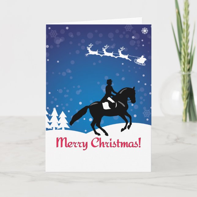 Tarjeta Caballo de Adiestramiento de Navidad de Invierno (Anverso)