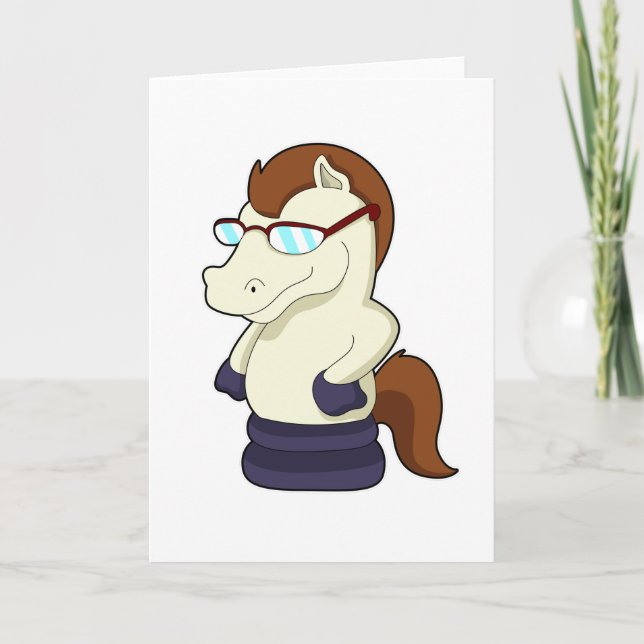 Tarjeta Caballo de ajedrez como caballo con gafas de sol (Anverso)