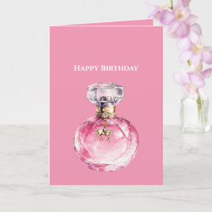 Tarjeta Caballo de amuleto de frasco de perfume rosa Cumpl