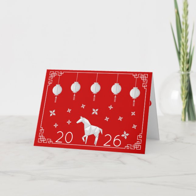 Tarjeta Caballo de Año Nuevo Chino 2026 (Anverso)
