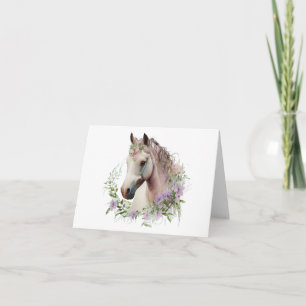 Tarjeta Caballo de bonito con flor Wreath BLANK