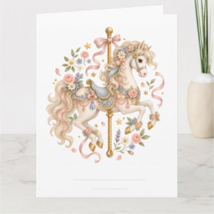 Tarjeta Caballo de carrusel elegante cuento de hadas franc