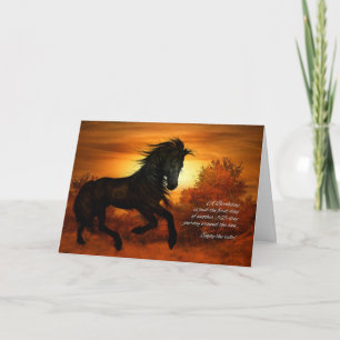 Tarjeta Caballo de cumpleaños al atardecer - Gracioso