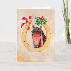 Tarjeta Caballo de estilo vintage con pintura de herradura