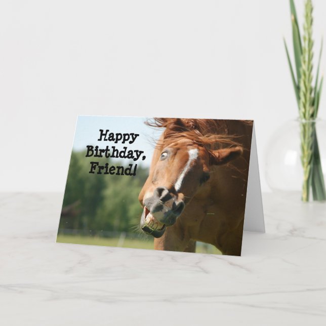 Tarjeta Caballo de Friend_Funny del feliz cumpleaños (Anverso)