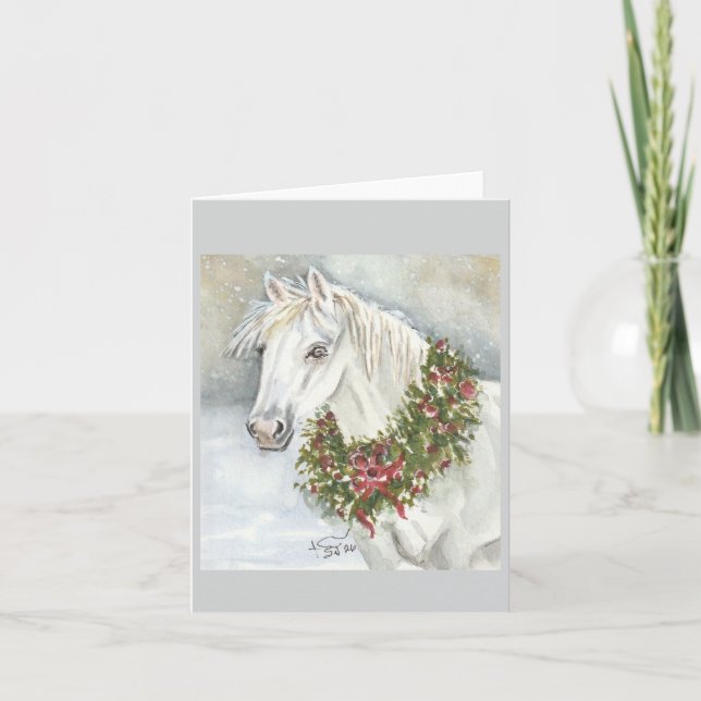 Tarjeta Caballo de Navidad de Sherry (Anverso)