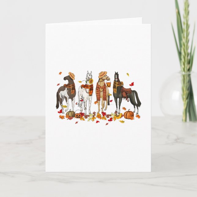 Tarjeta Caballo de Otoño Día de Acción de Gracias Caballo  (Anverso)