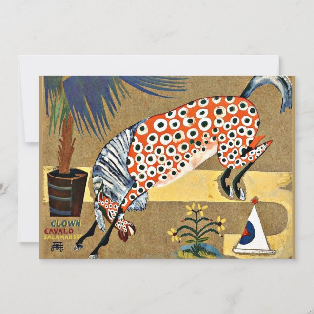 Tarjeta Caballo de payaso, pintura artística fina, (Anverso)